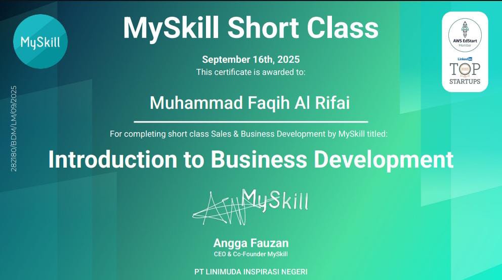 Sertifikat Introduction to Business Development